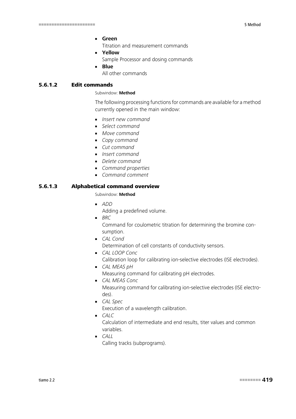 2 edit commands, 3 alphabetical command overview | Metrohm tiamo 2.2 Manual User Manual | Page 433 / 1574