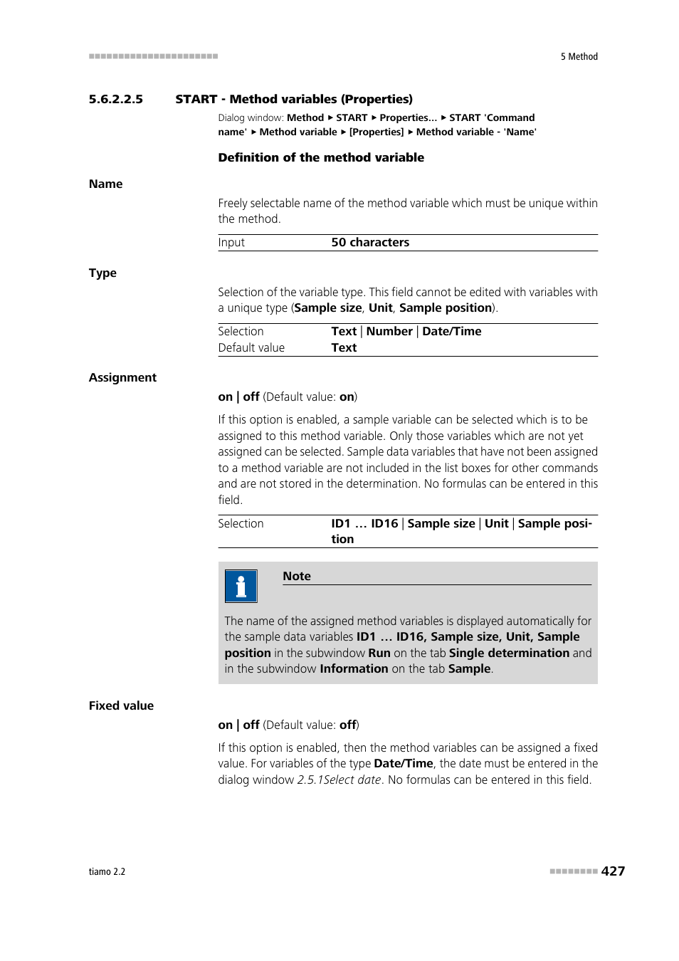 5 start - method variables (properties) | Metrohm tiamo 2.2 Manual User Manual | Page 441 / 1574