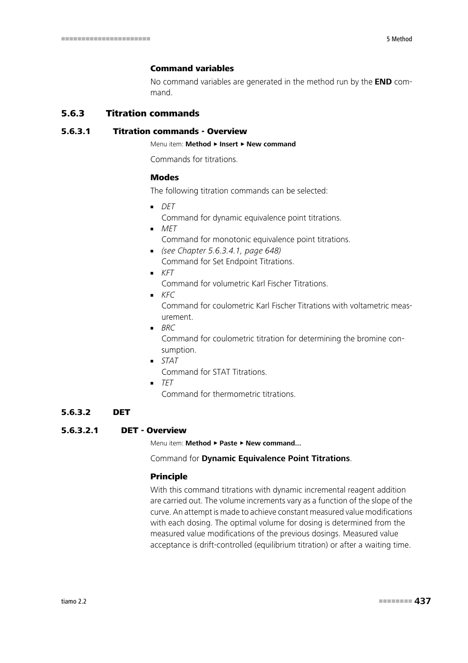 3 titration commands, 1 titration commands - overview, 2 det | 1 det - overview, Titration commands | Metrohm tiamo 2.2 Manual User Manual | Page 451 / 1574