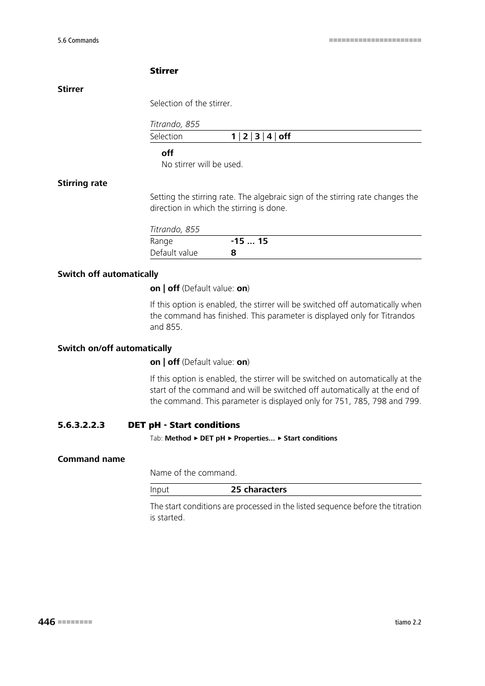 3 det ph - start conditions, Start conditions | Metrohm tiamo 2.2 Manual User Manual | Page 460 / 1574