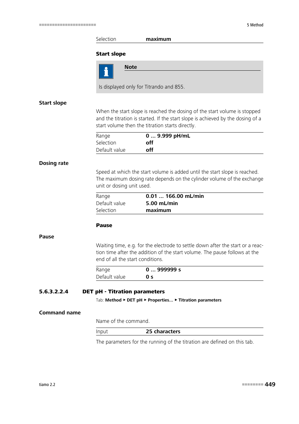 4 det ph - titration parameters, Titration parameters | Metrohm tiamo 2.2 Manual User Manual | Page 463 / 1574