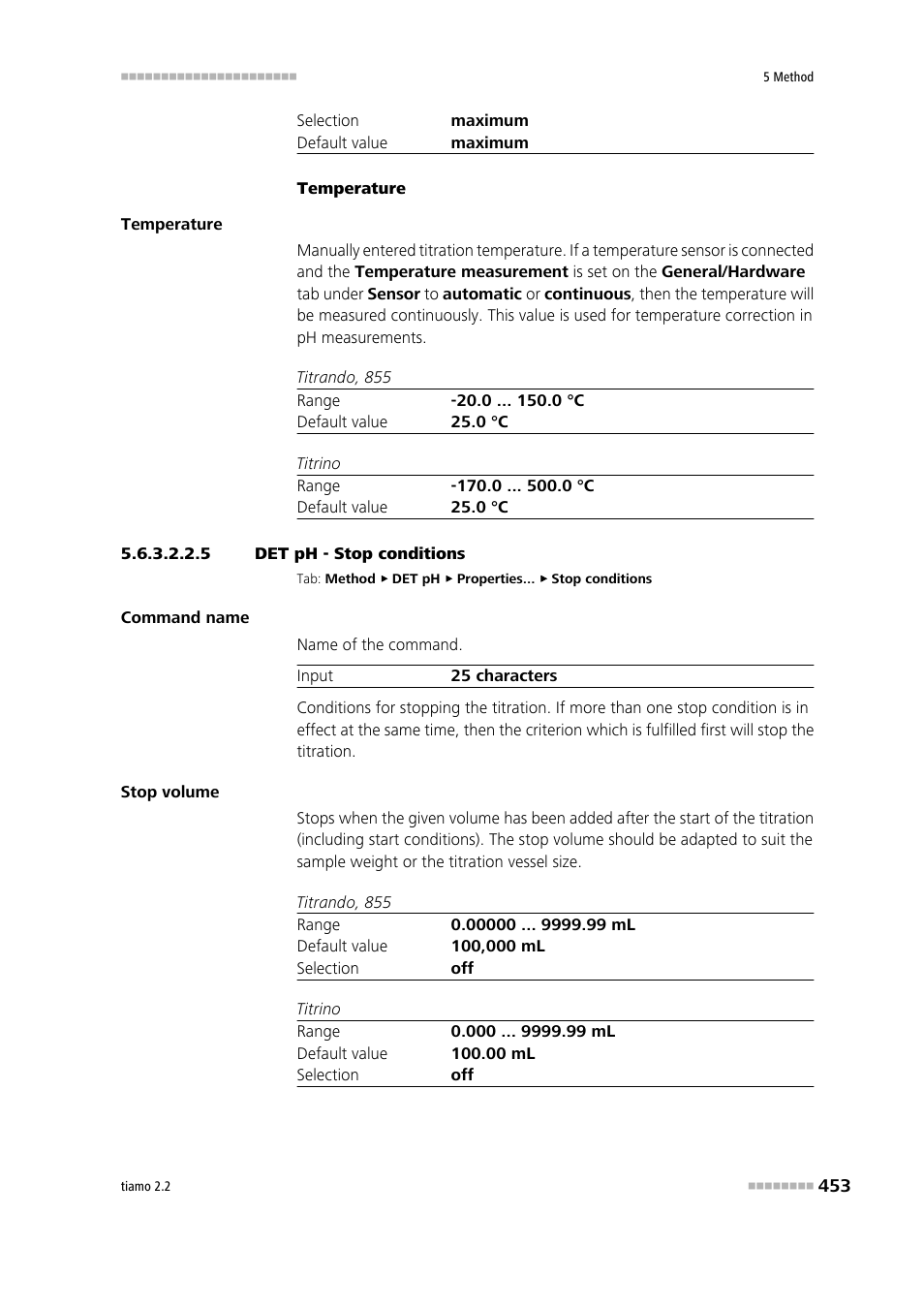 5 det ph - stop conditions, Stop conditions | Metrohm tiamo 2.2 Manual User Manual | Page 467 / 1574