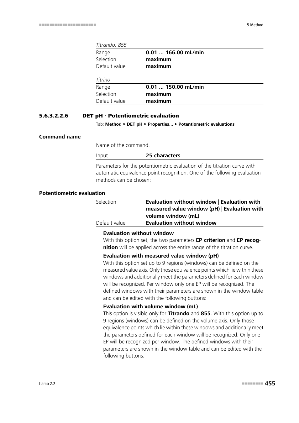 6 det ph - potentiometric evaluation, Potentiometric evaluation | Metrohm tiamo 2.2 Manual User Manual | Page 469 / 1574