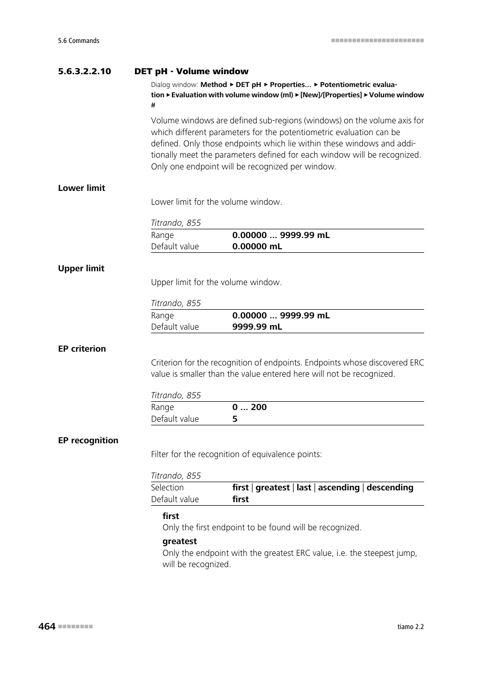 10 det ph - volume window | Metrohm tiamo 2.2 Manual User Manual | Page 478 / 1574