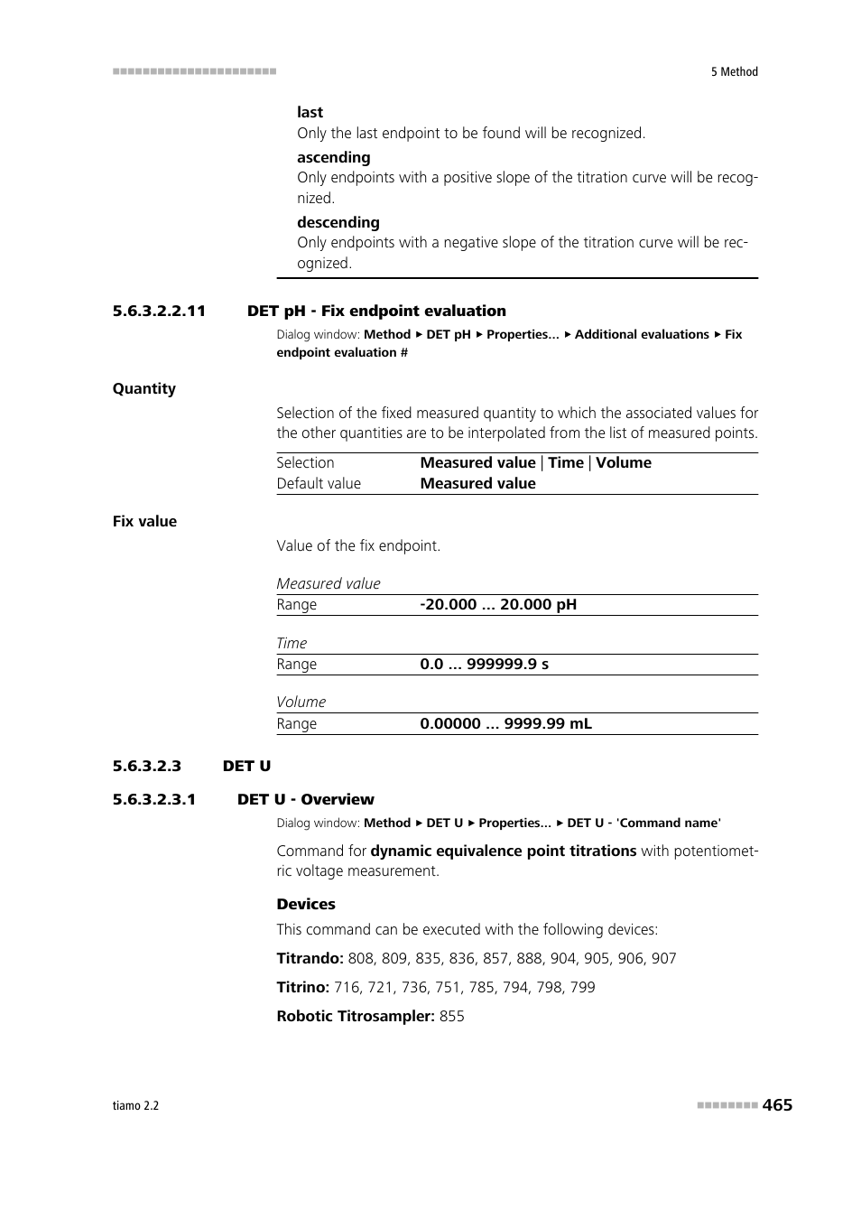 11 det ph - fix endpoint evaluation, 3 det u, 1 det u - overview | Det u | Metrohm tiamo 2.2 Manual User Manual | Page 479 / 1574