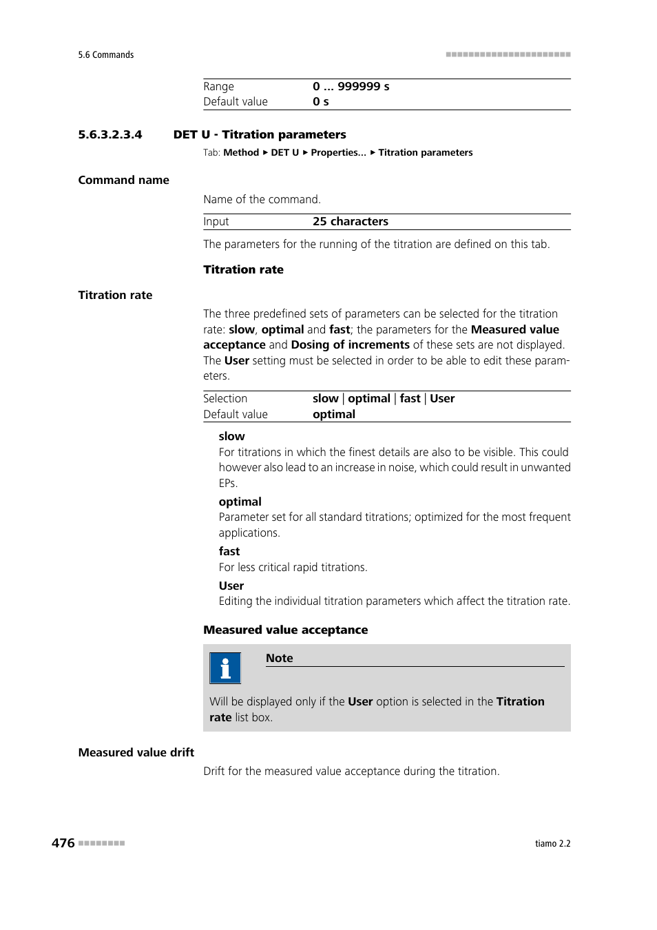 4 det u - titration parameters, Titration parameters | Metrohm tiamo 2.2 Manual User Manual | Page 490 / 1574