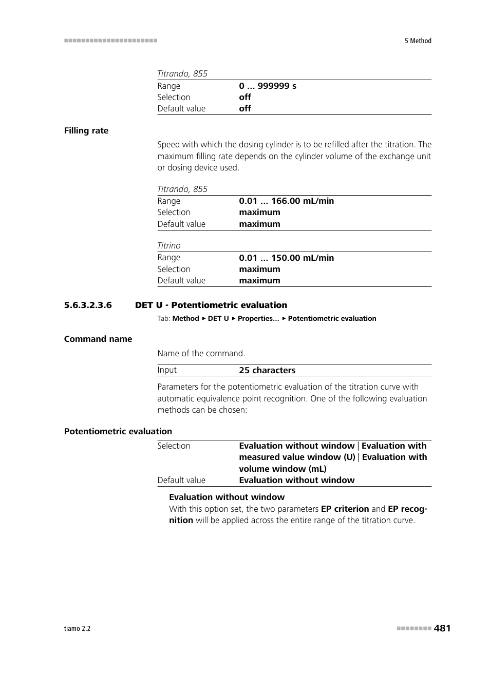 6 det u - potentiometric evaluation, Potentiometric evaluation | Metrohm tiamo 2.2 Manual User Manual | Page 495 / 1574