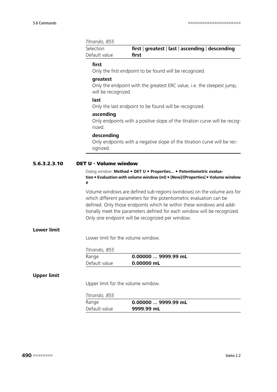 10 det u - volume window | Metrohm tiamo 2.2 Manual User Manual | Page 504 / 1574