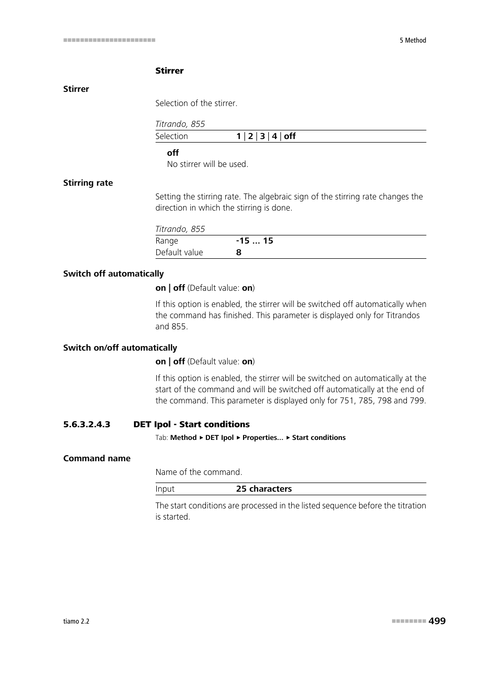 3 det ipol - start conditions, Start conditions | Metrohm tiamo 2.2 Manual User Manual | Page 513 / 1574