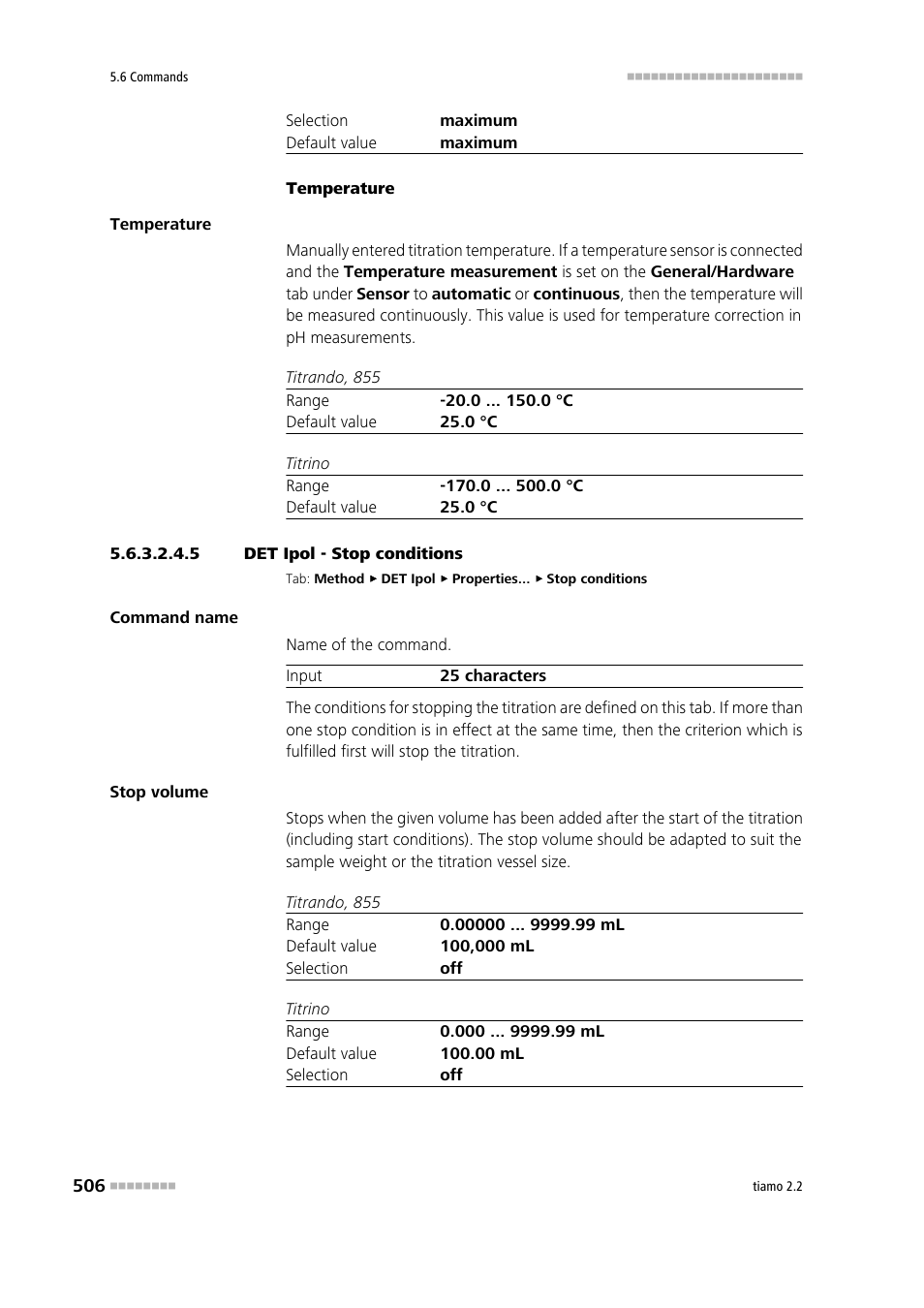 5 det ipol - stop conditions, Stop conditions | Metrohm tiamo 2.2 Manual User Manual | Page 520 / 1574