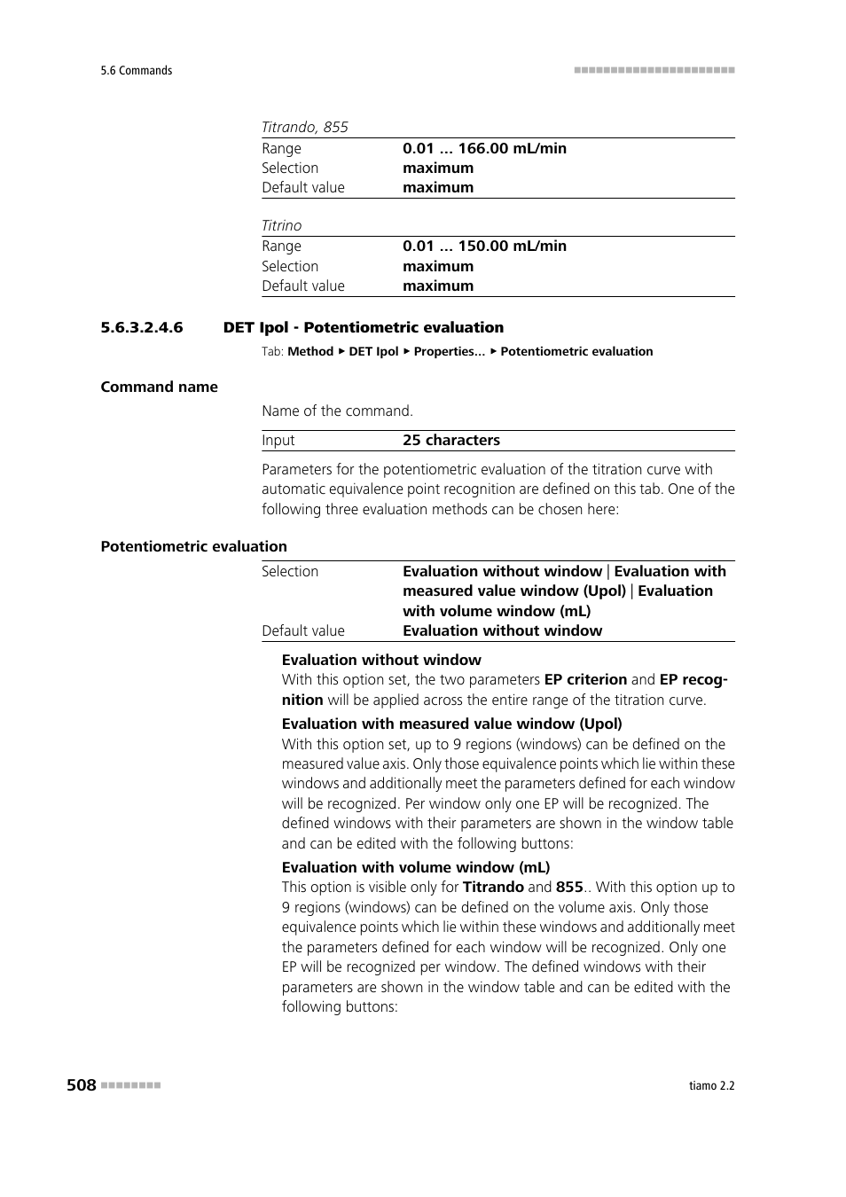 6 det ipol - potentiometric evaluation, Potentiometric evaluation | Metrohm tiamo 2.2 Manual User Manual | Page 522 / 1574