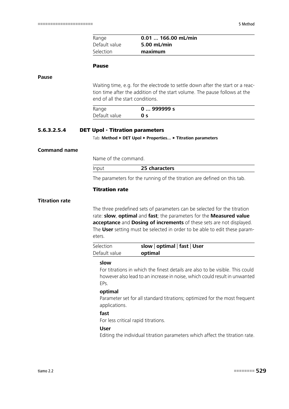 4 det upol - titration parameters, Titration parameters | Metrohm tiamo 2.2 Manual User Manual | Page 543 / 1574