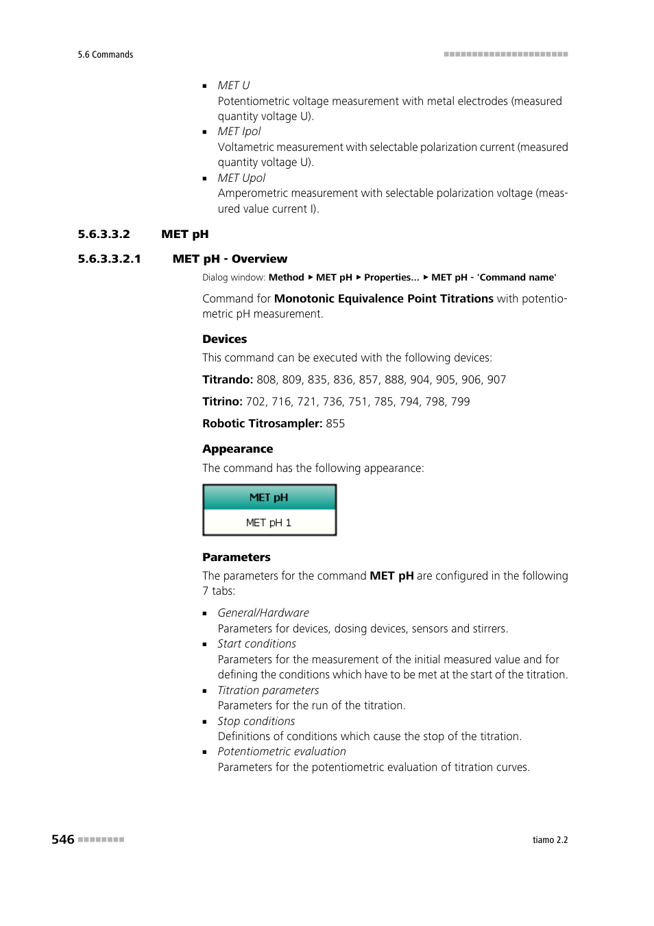 2 met ph, 1 met ph - overview | Metrohm tiamo 2.2 Manual User Manual | Page 560 / 1574