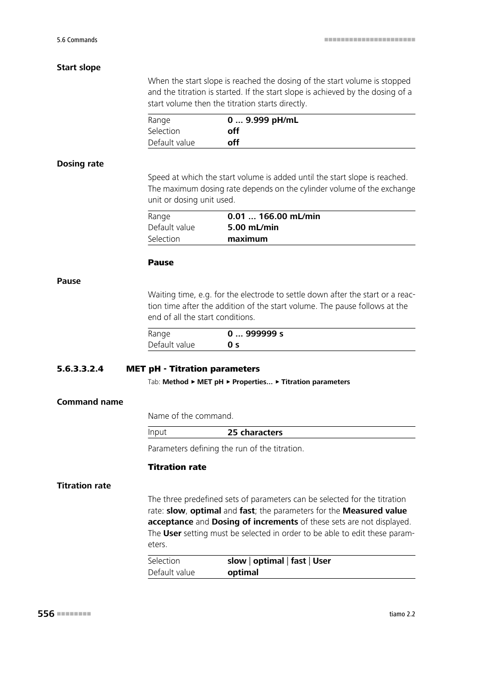 4 met ph - titration parameters, Titration parameters | Metrohm tiamo 2.2 Manual User Manual | Page 570 / 1574