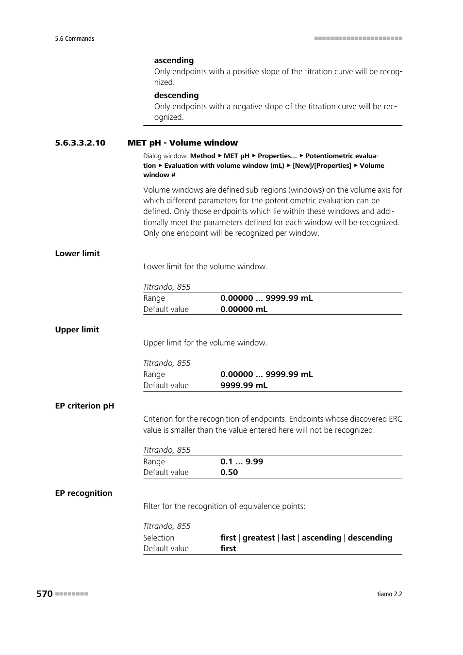 10 met ph - volume window | Metrohm tiamo 2.2 Manual User Manual | Page 584 / 1574