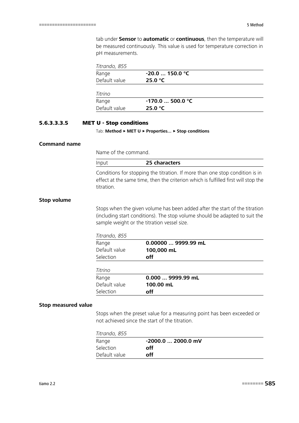 5 met u - stop conditions, Stop conditions | Metrohm tiamo 2.2 Manual User Manual | Page 599 / 1574