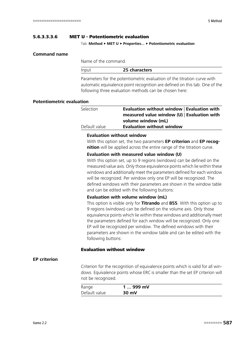 6 met u - potentiometric evaluation, Potentiometric evaluation | Metrohm tiamo 2.2 Manual User Manual | Page 601 / 1574