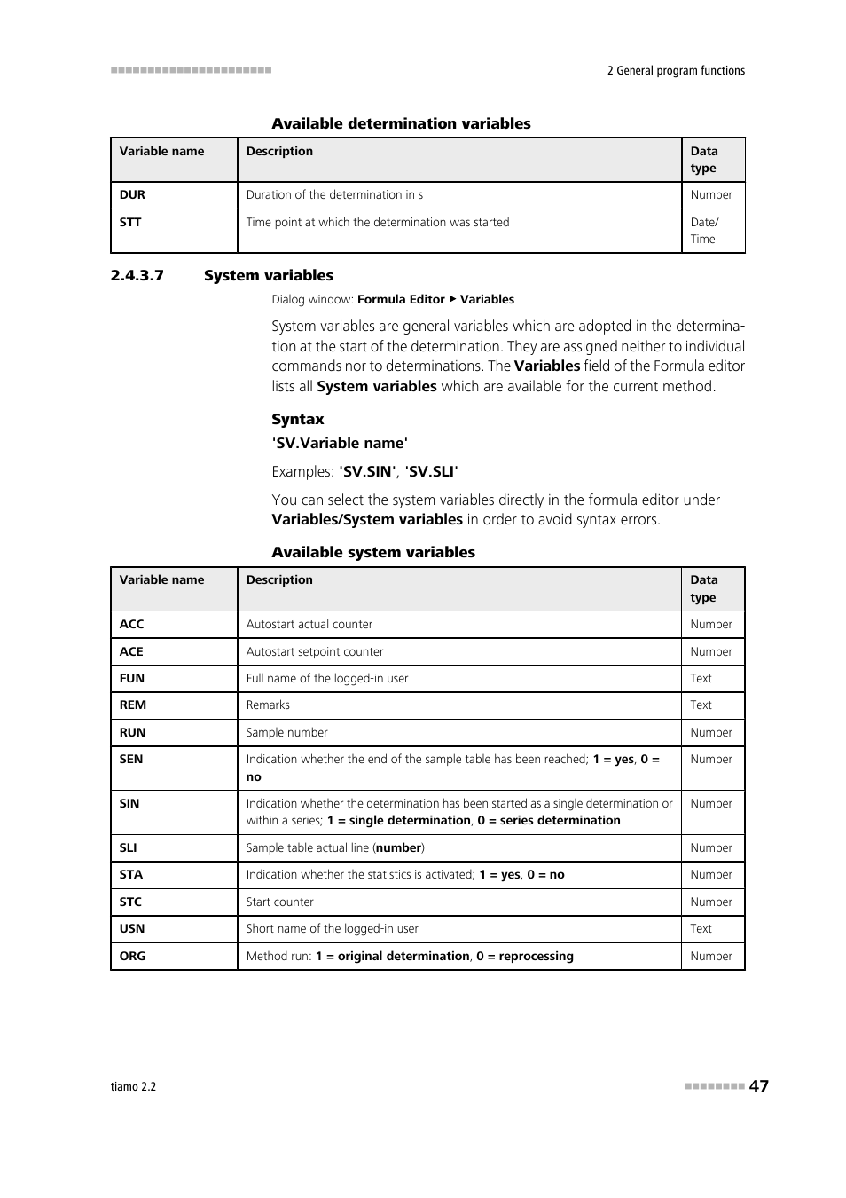 7 system variables, System var- iables | Metrohm tiamo 2.2 Manual User Manual | Page 61 / 1574