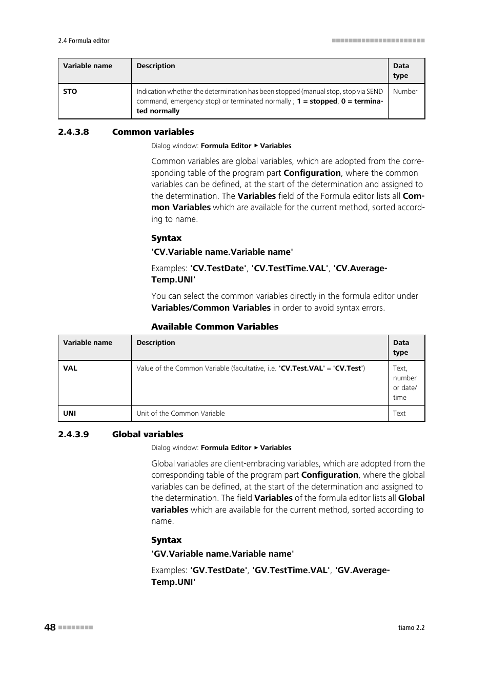 8 common variables, 9 global variables | Metrohm tiamo 2.2 Manual User Manual | Page 62 / 1574