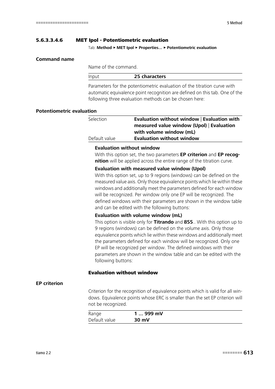 6 met ipol - potentiometric evaluation, Potentiometric evaluation | Metrohm tiamo 2.2 Manual User Manual | Page 627 / 1574