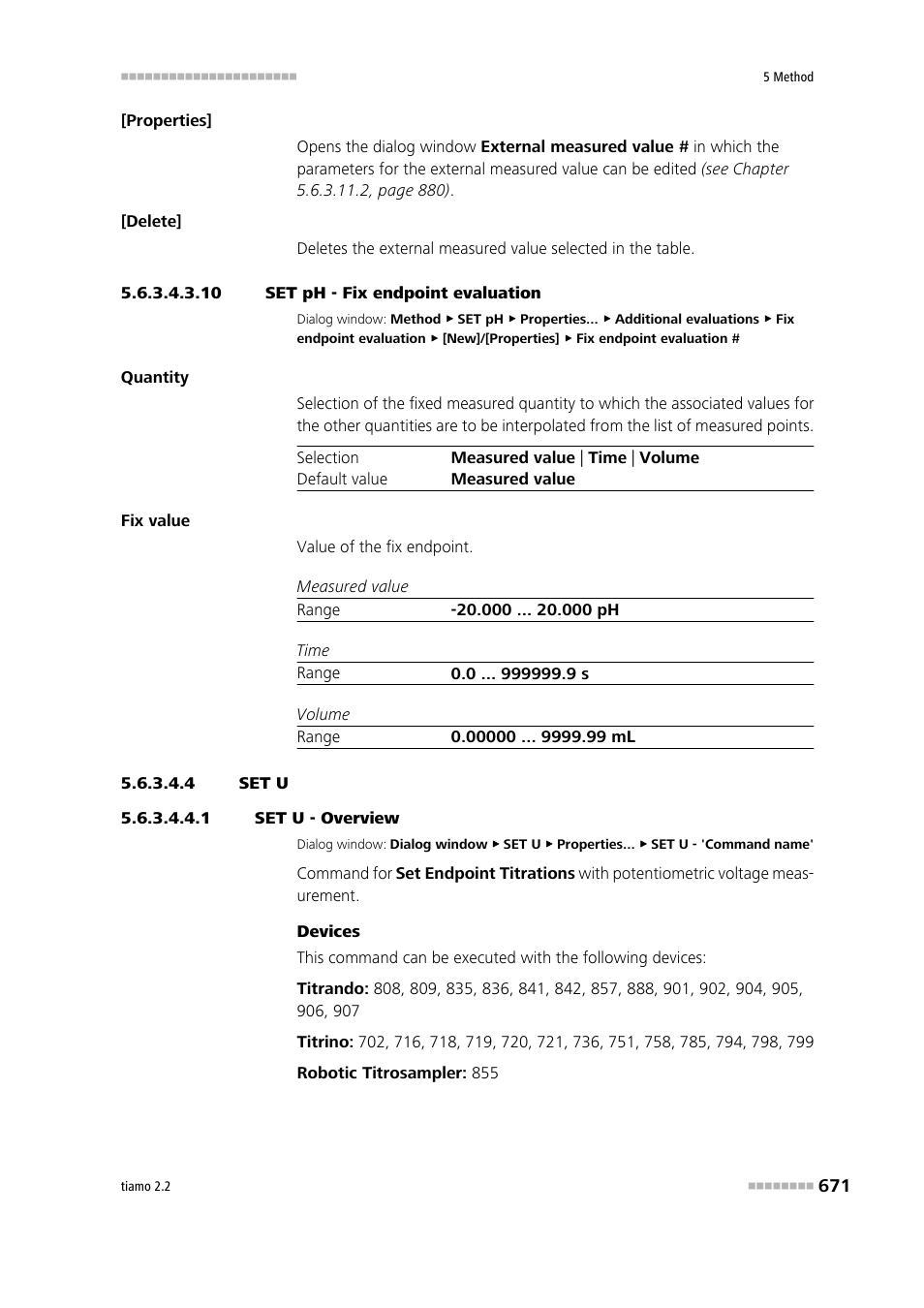 10 set ph - fix endpoint evaluation, 4 set u, 1 set u - overview | Set u | Metrohm tiamo 2.2 Manual User Manual | Page 685 / 1574