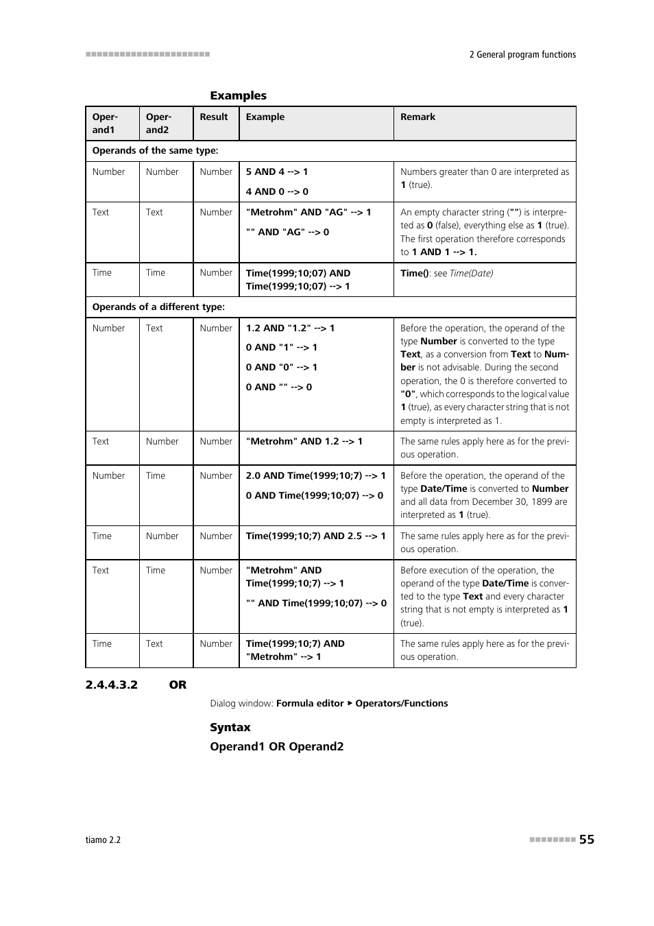 2 or, Logic or | Metrohm tiamo 2.2 Manual User Manual | Page 69 / 1574