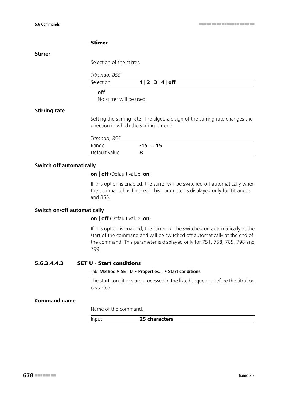 3 set u - start conditions, Start conditions | Metrohm tiamo 2.2 Manual User Manual | Page 692 / 1574