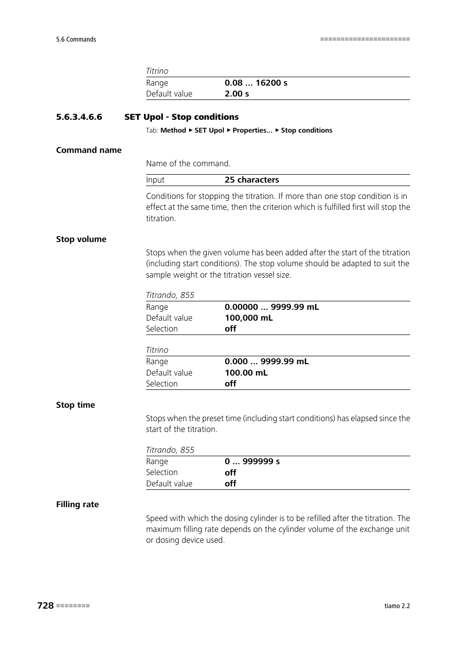 6 set upol - stop conditions, Stop conditions | Metrohm tiamo 2.2 Manual User Manual | Page 742 / 1574