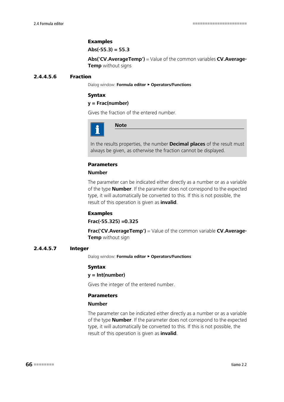 6 fraction, 7 integer, Fraction | Integer (int) | Metrohm tiamo 2.2 Manual User Manual | Page 80 / 1574