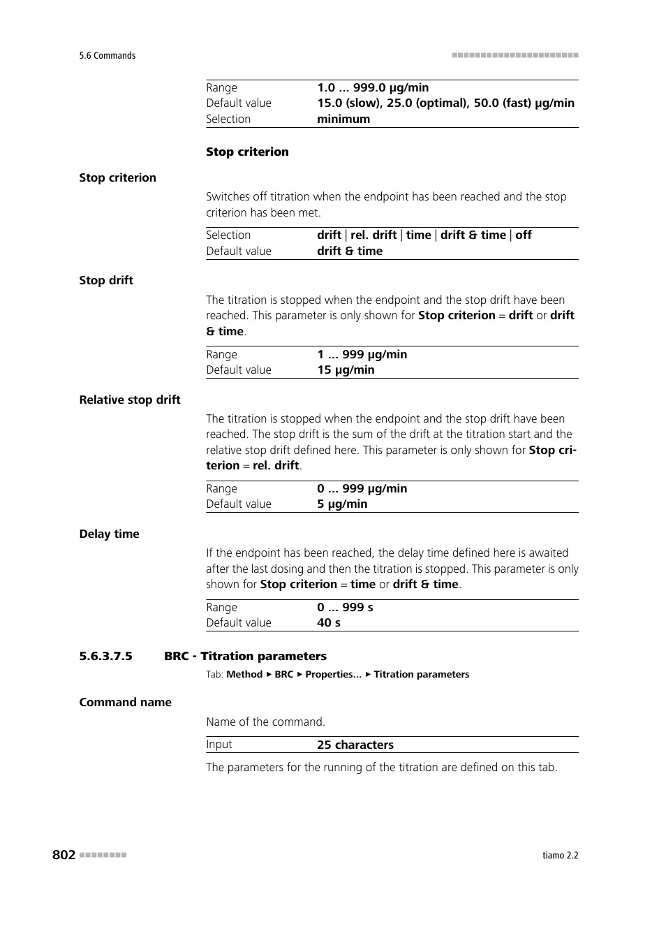 5 brc - titration parameters, Titration parameters | Metrohm tiamo 2.2 Manual User Manual | Page 816 / 1574