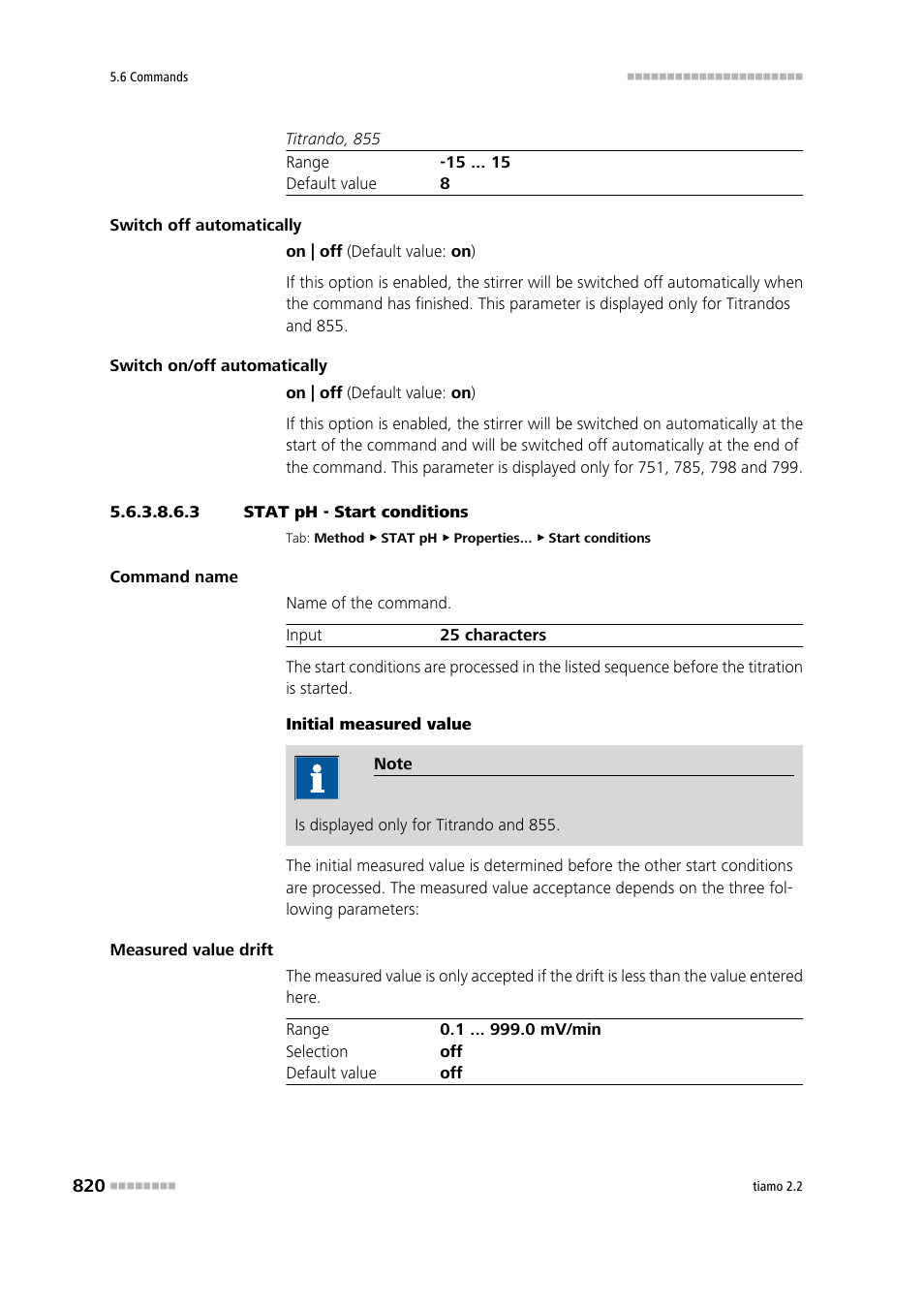 3 stat ph - start conditions, Start conditions | Metrohm tiamo 2.2 Manual User Manual | Page 834 / 1574