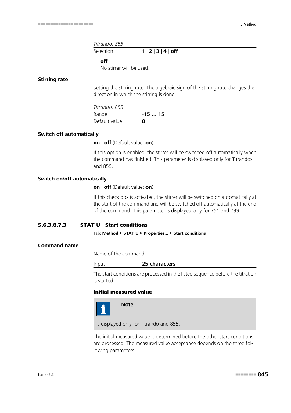 3 stat u - start conditions, Start conditions | Metrohm tiamo 2.2 Manual User Manual | Page 859 / 1574