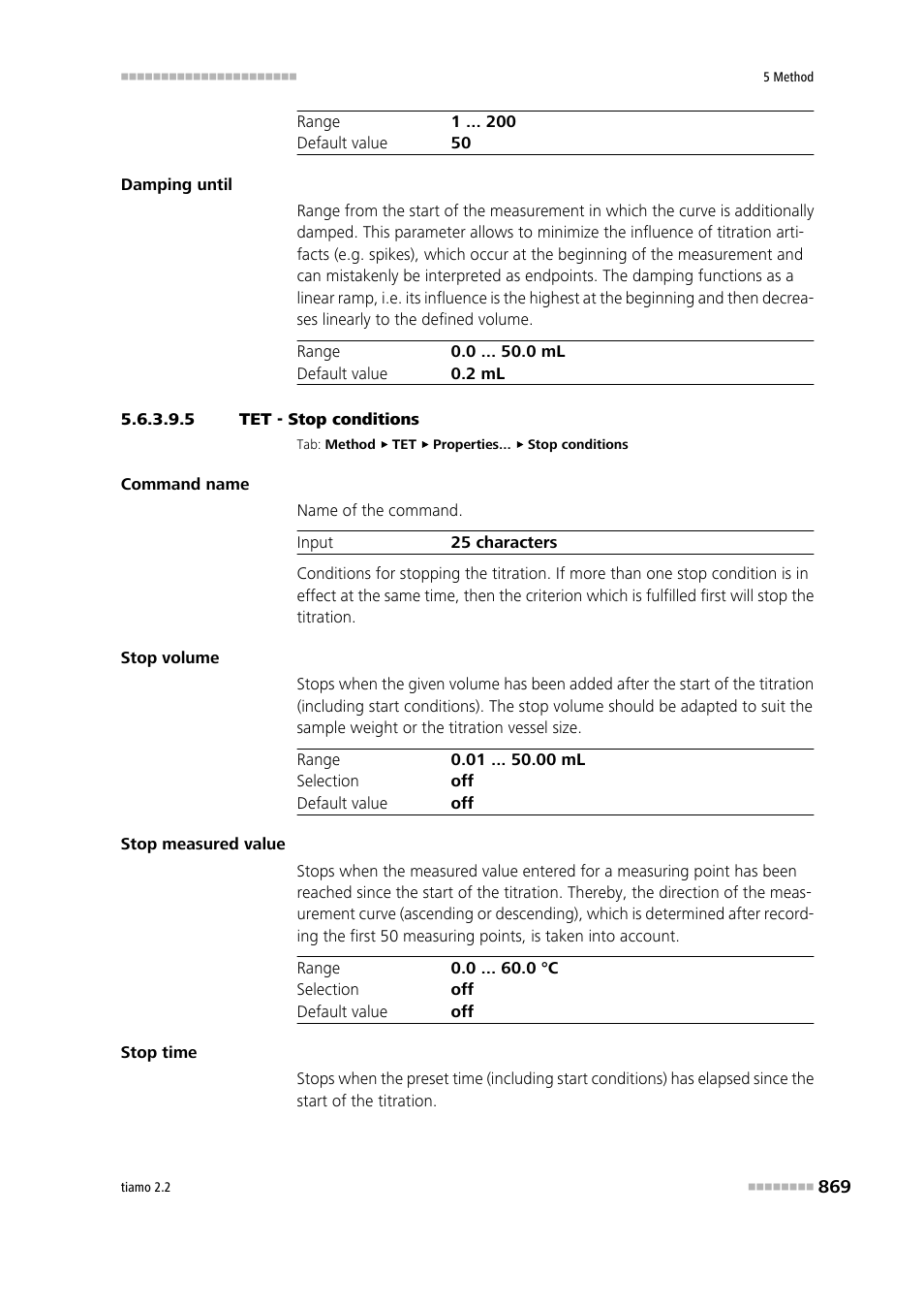 5 tet - stop conditions | Metrohm tiamo 2.2 Manual User Manual | Page 883 / 1574