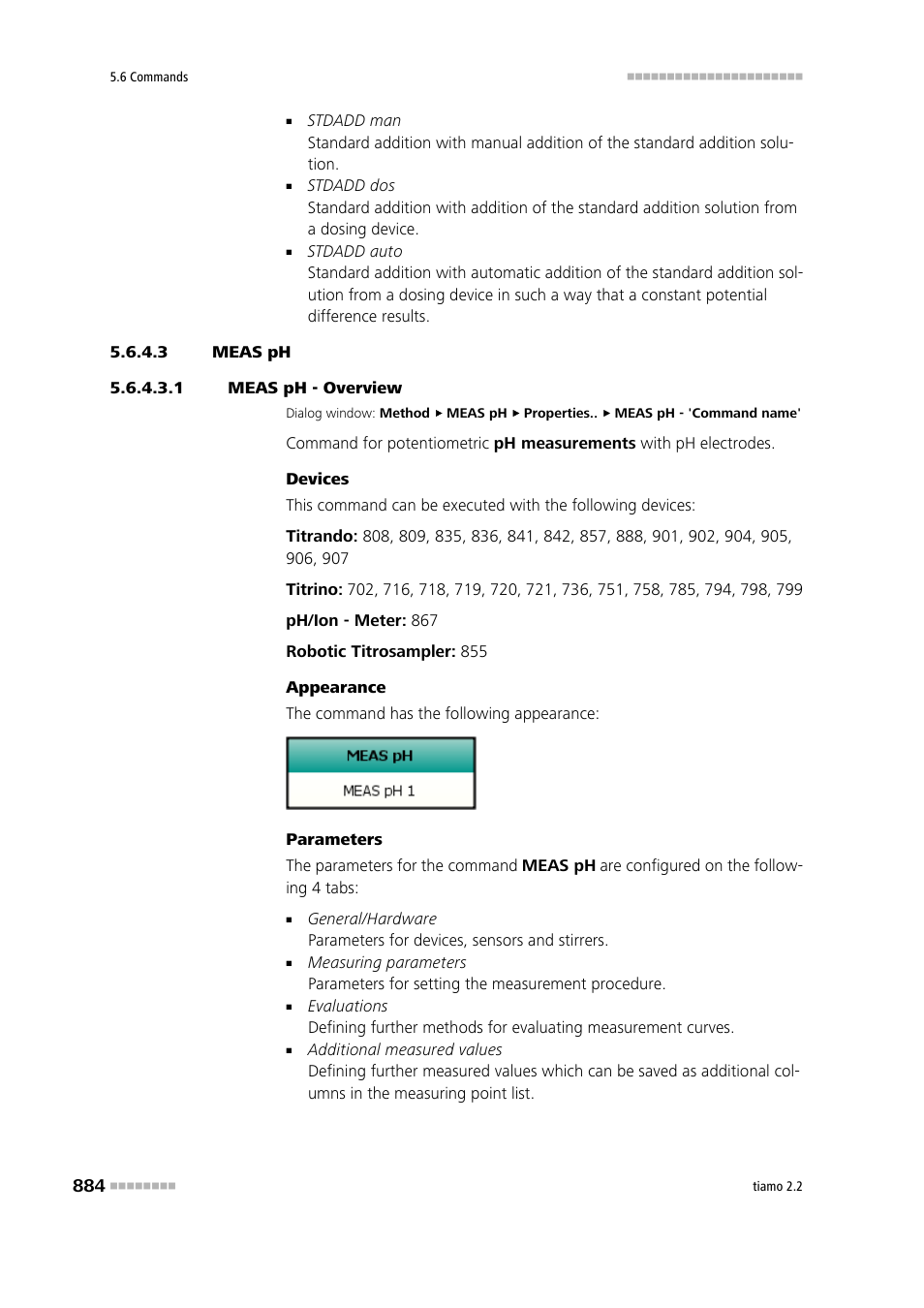 3 meas ph, 1 meas ph - overview, Meas ph | Metrohm tiamo 2.2 Manual User Manual | Page 898 / 1574