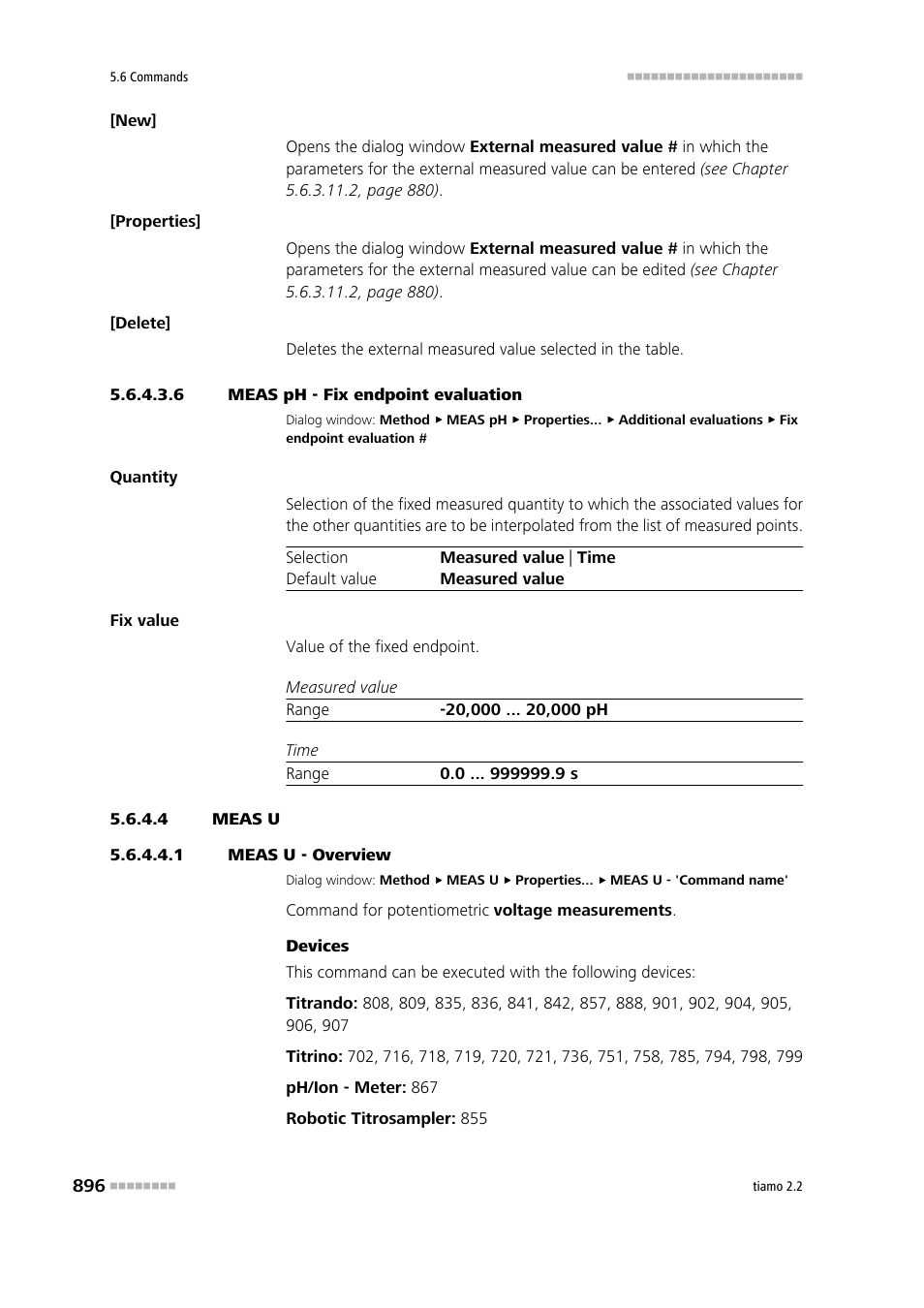 6 meas ph - fix endpoint evaluation, 4 meas u, 1 meas u - overview | Meas u | Metrohm tiamo 2.2 Manual User Manual | Page 910 / 1574