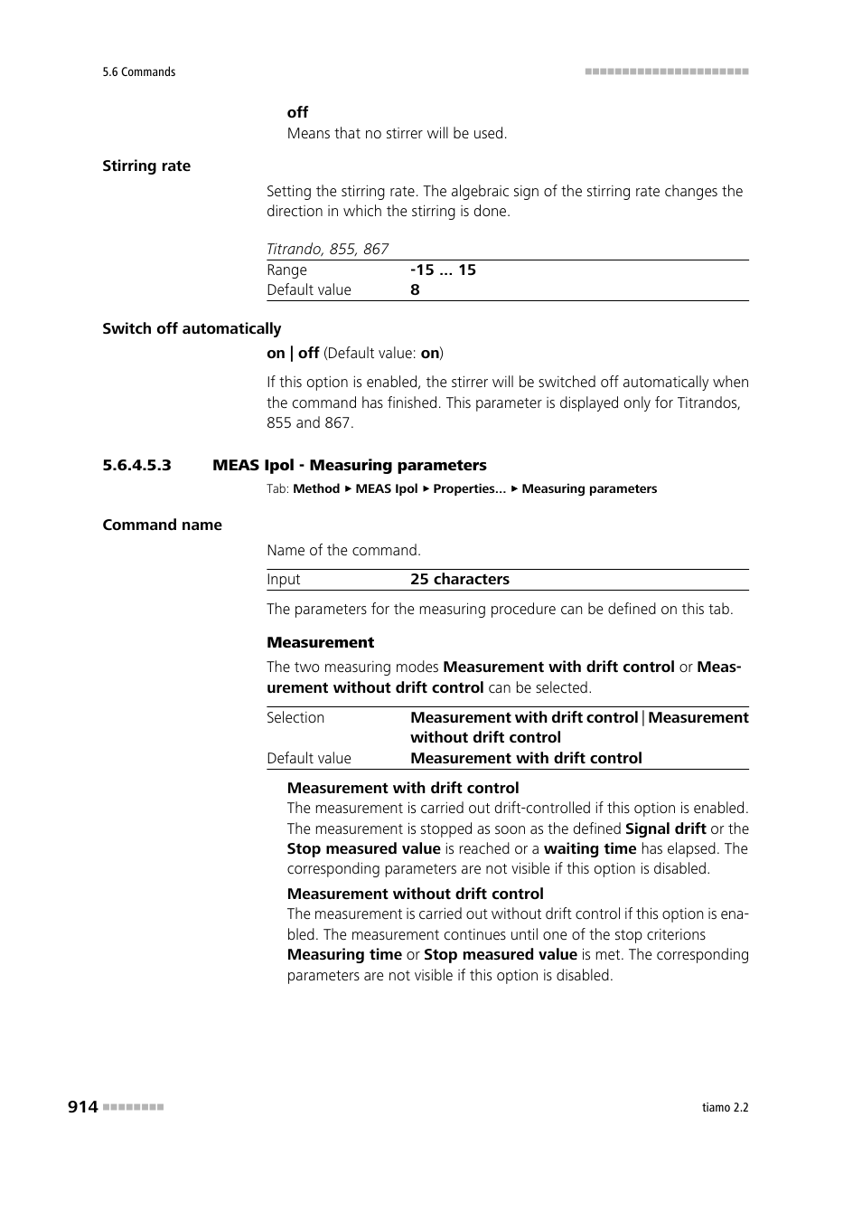 3 meas ipol - measuring parameters, Measuring parameters | Metrohm tiamo 2.2 Manual User Manual | Page 928 / 1574