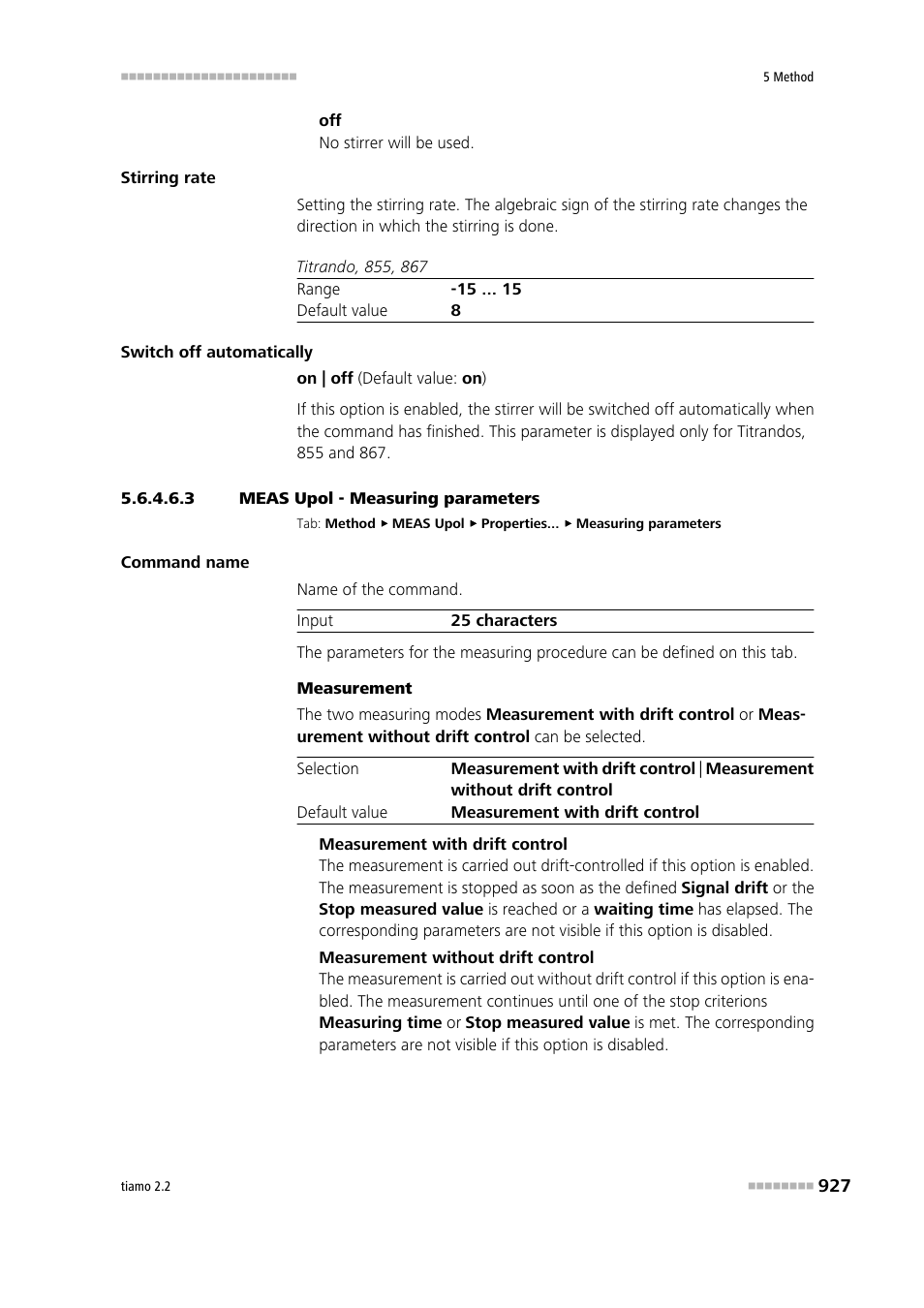 3 meas upol - measuring parameters, Measuring parameters | Metrohm tiamo 2.2 Manual User Manual | Page 941 / 1574