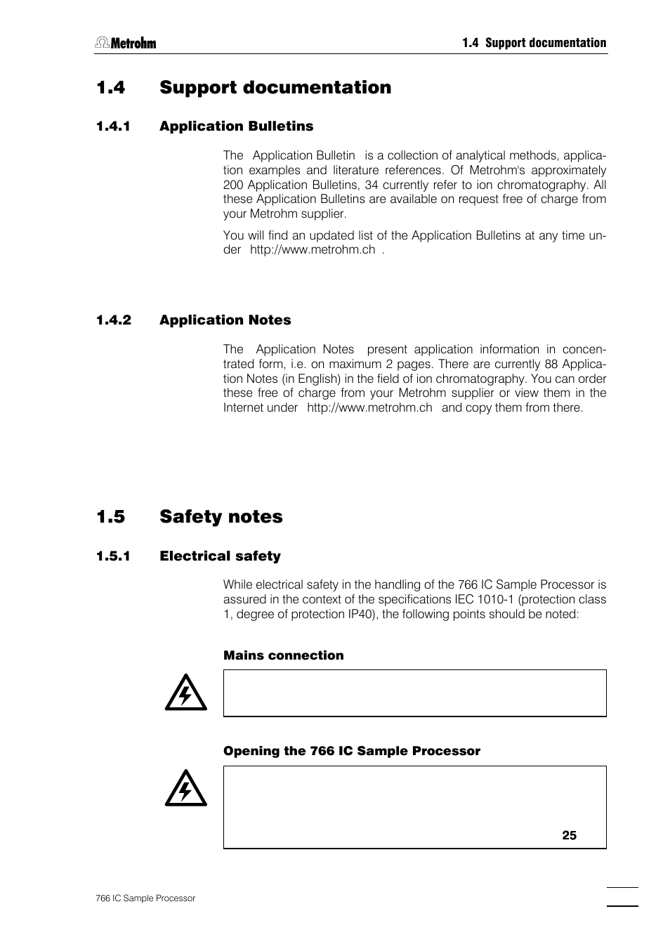 4 support documentation | Metrohm 766 IC Sample Processor User Manual | Page 12 / 143