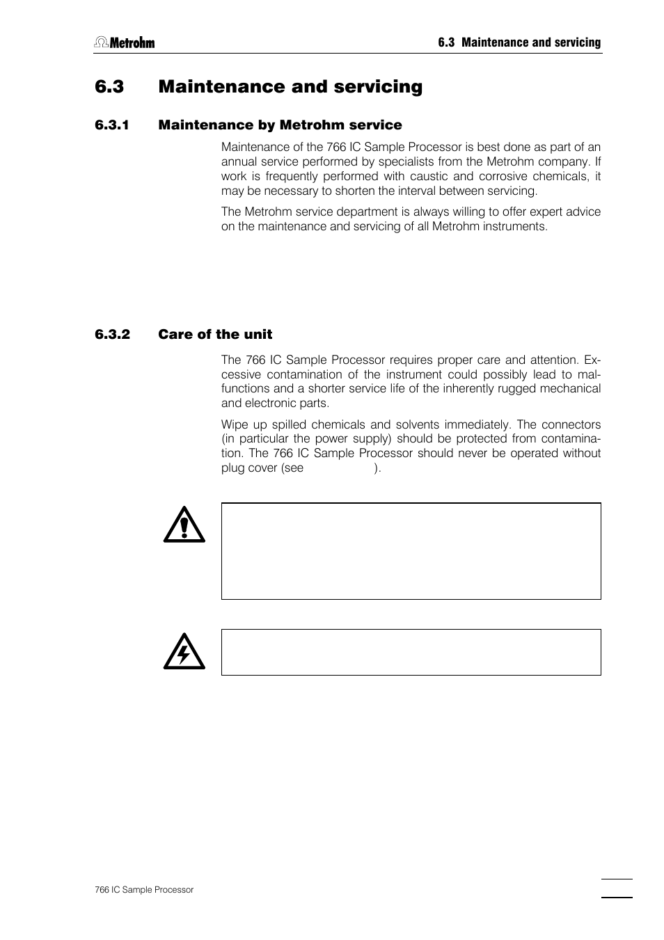 3 maintenance and servicing | Metrohm 766 IC Sample Processor User Manual | Page 120 / 143