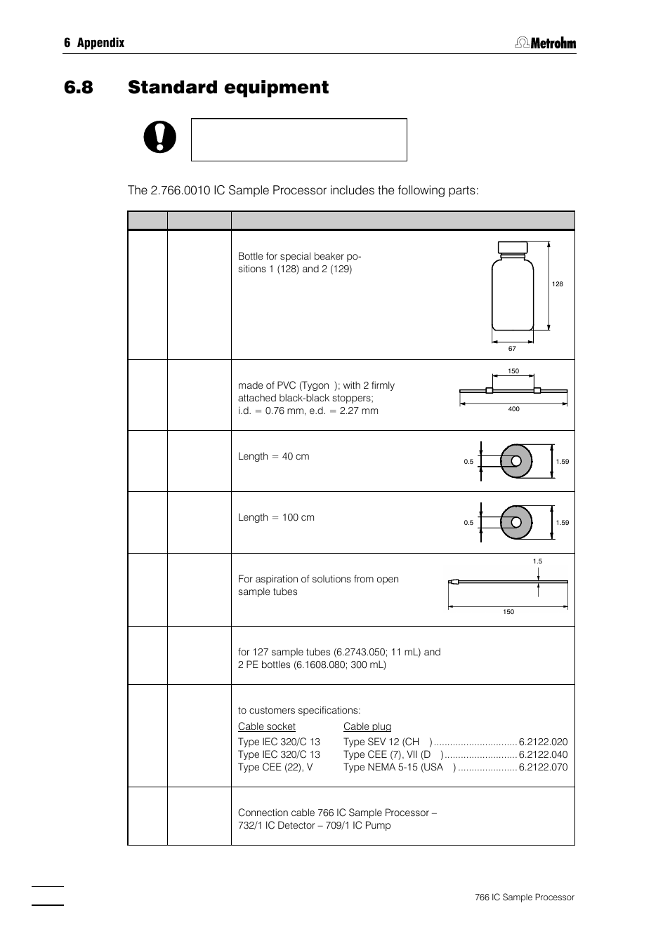 8 standard equipment | Metrohm 766 IC Sample Processor User Manual | Page 135 / 143