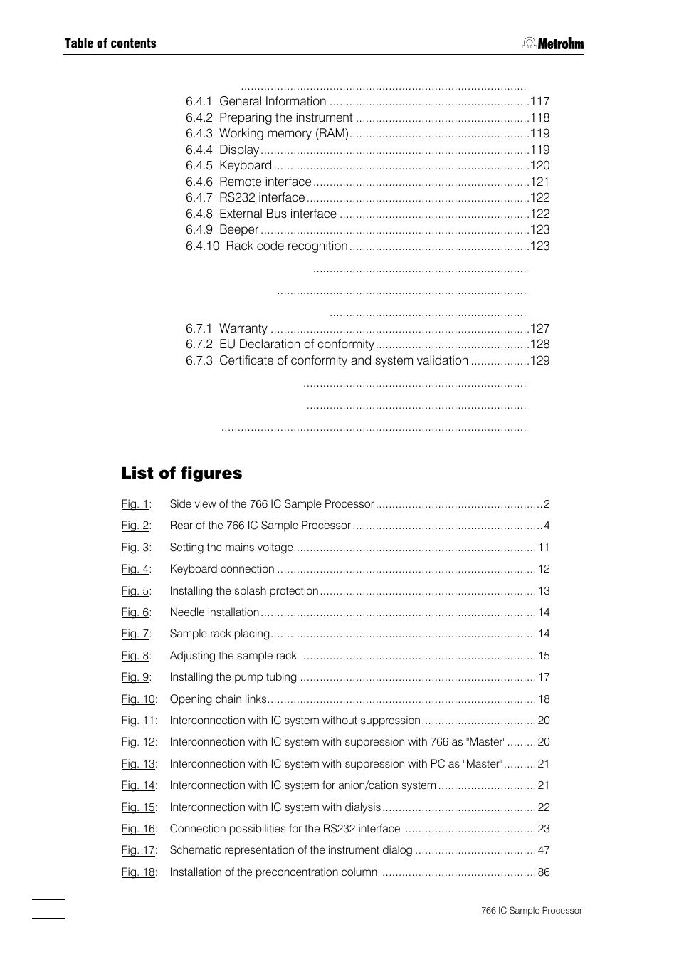 List of figures | Metrohm 766 IC Sample Processor User Manual | Page 5 / 143