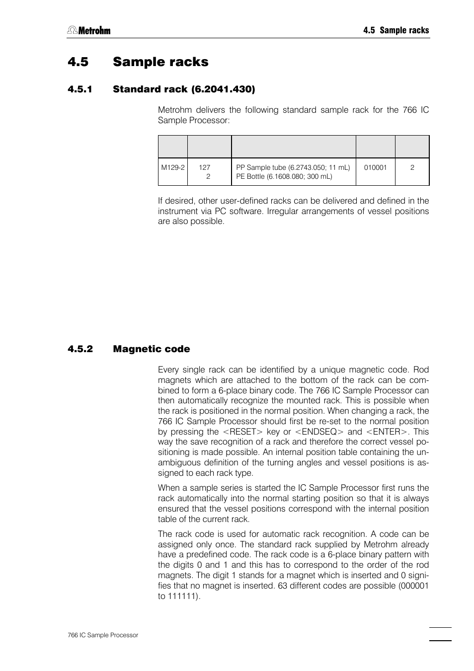 5 sample racks | Metrohm 766 IC Sample Processor User Manual | Page 80 / 143