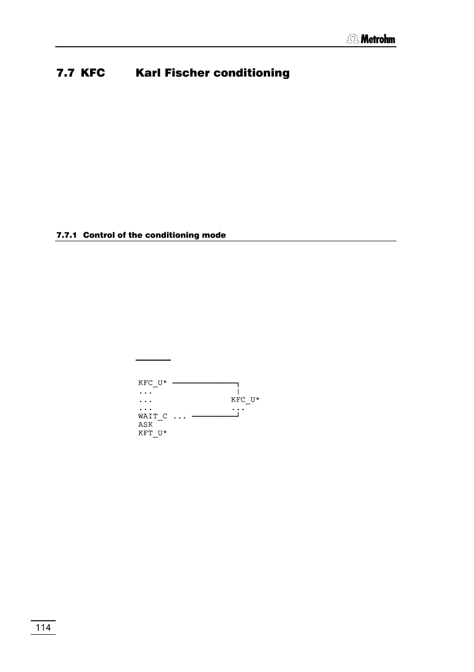 7 kfc karl fischer conditioning | Metrohm 796 Titroprocessor User Manual | Page 120 / 312