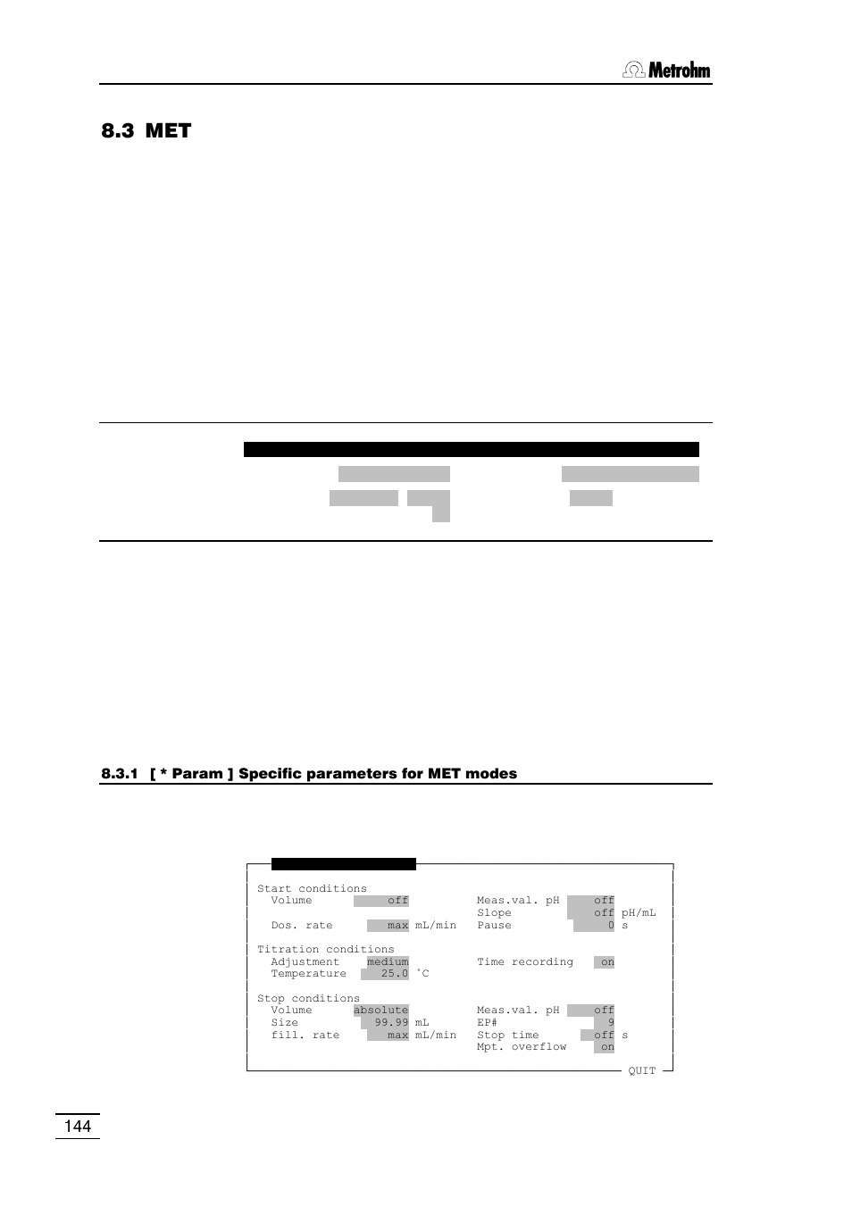 3 met | Metrohm 796 Titroprocessor User Manual | Page 150 / 312