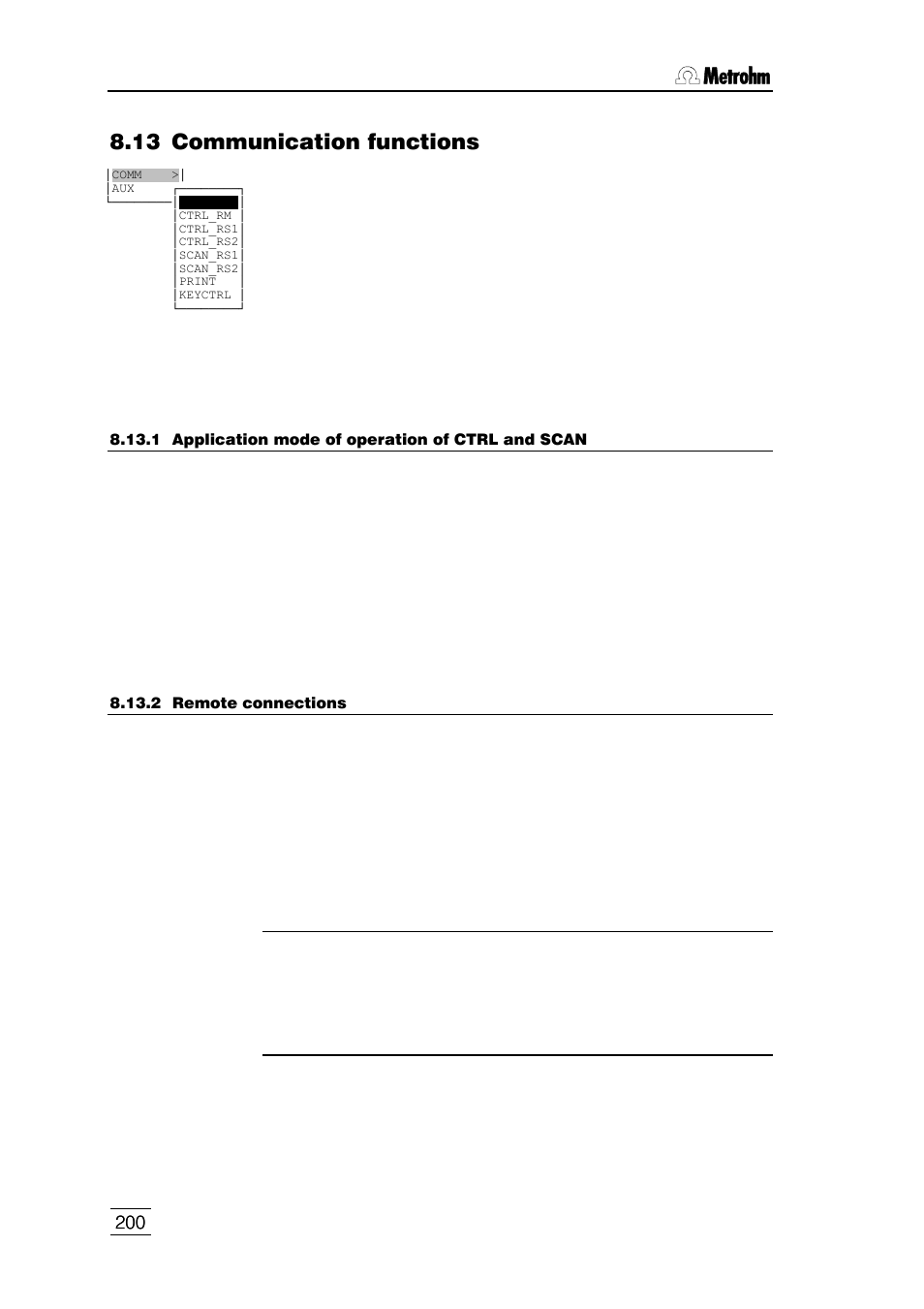 13 communication functions | Metrohm 796 Titroprocessor User Manual | Page 206 / 312