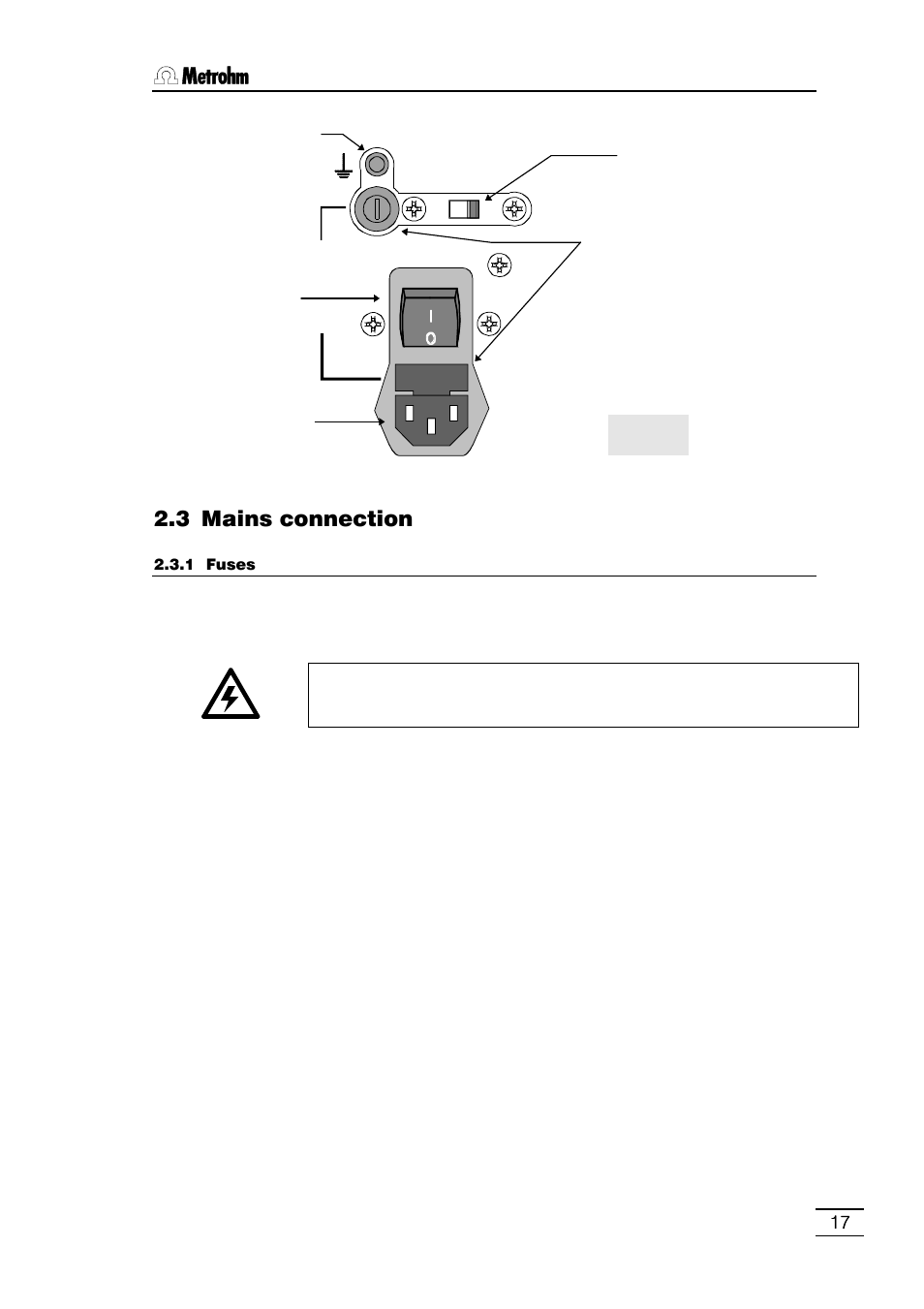 3 mains connection | Metrohm 796 Titroprocessor User Manual | Page 23 / 312