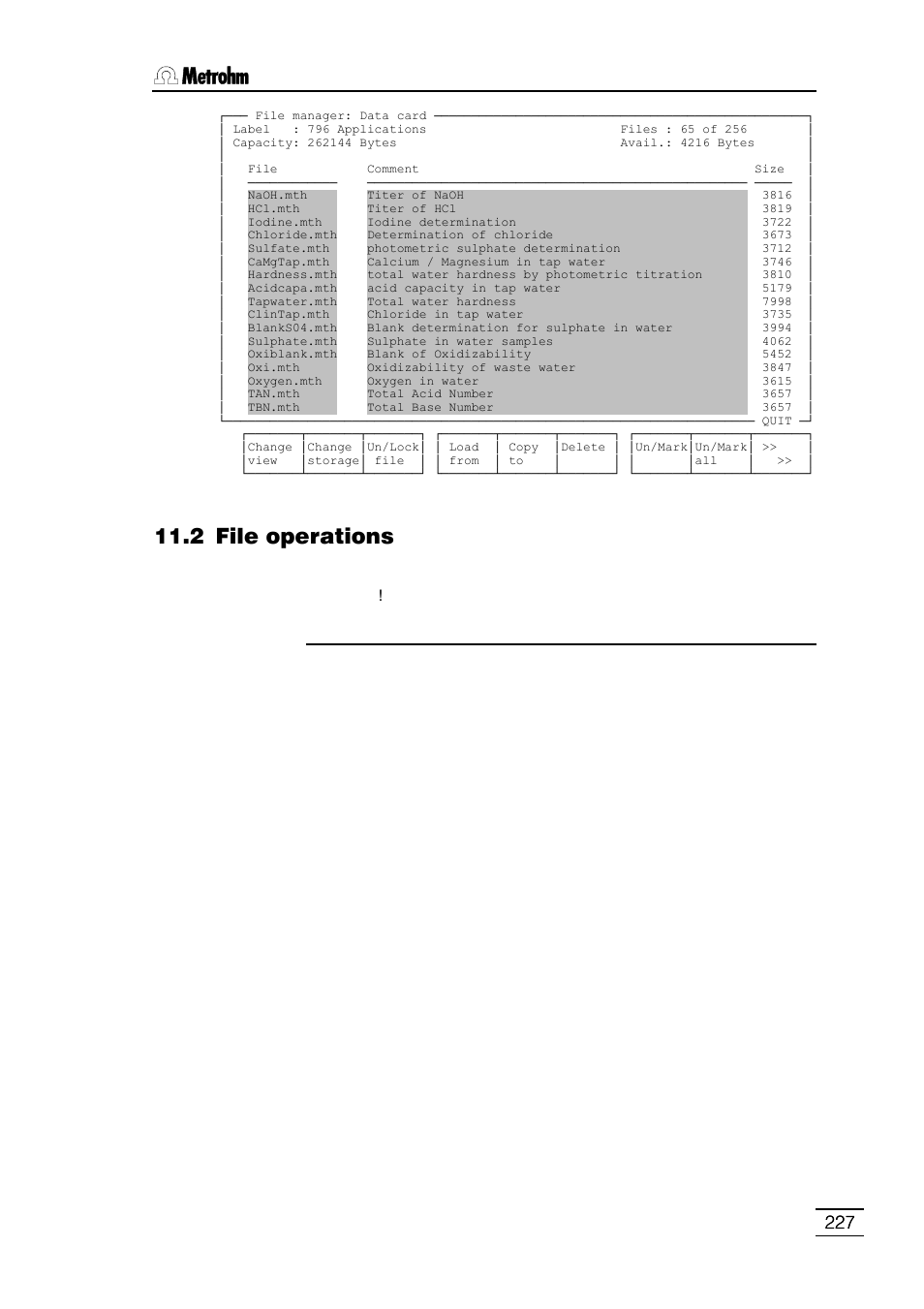 2 file operations | Metrohm 796 Titroprocessor User Manual | Page 233 / 312