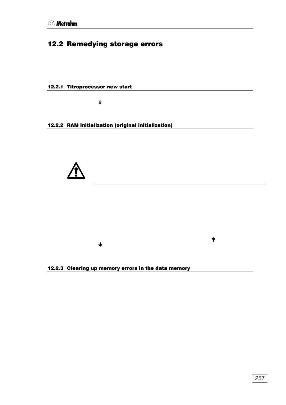 2 remedying storage errors | Metrohm 796 Titroprocessor User Manual | Page 263 / 312