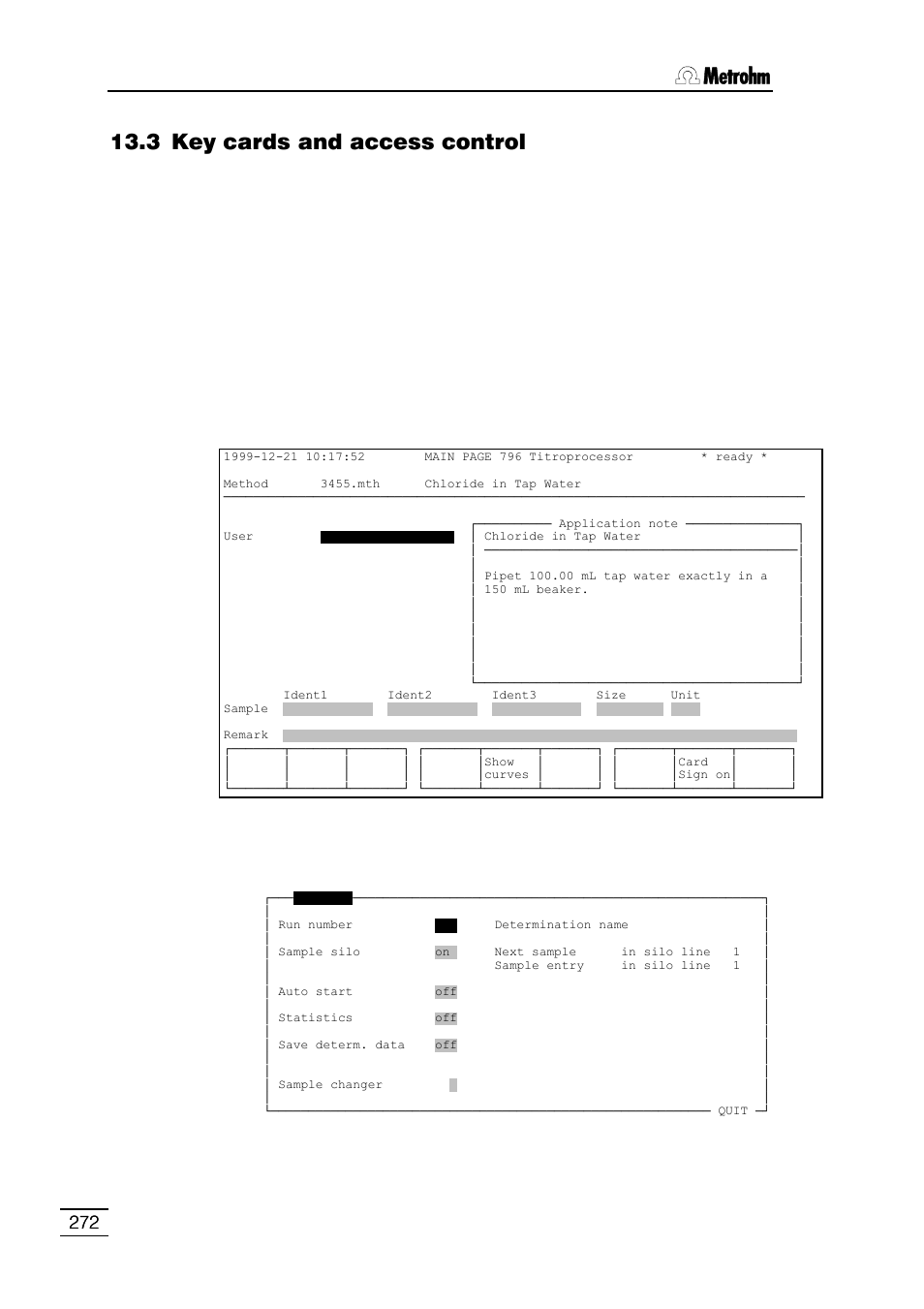 3 key cards and access control | Metrohm 796 Titroprocessor User Manual | Page 278 / 312