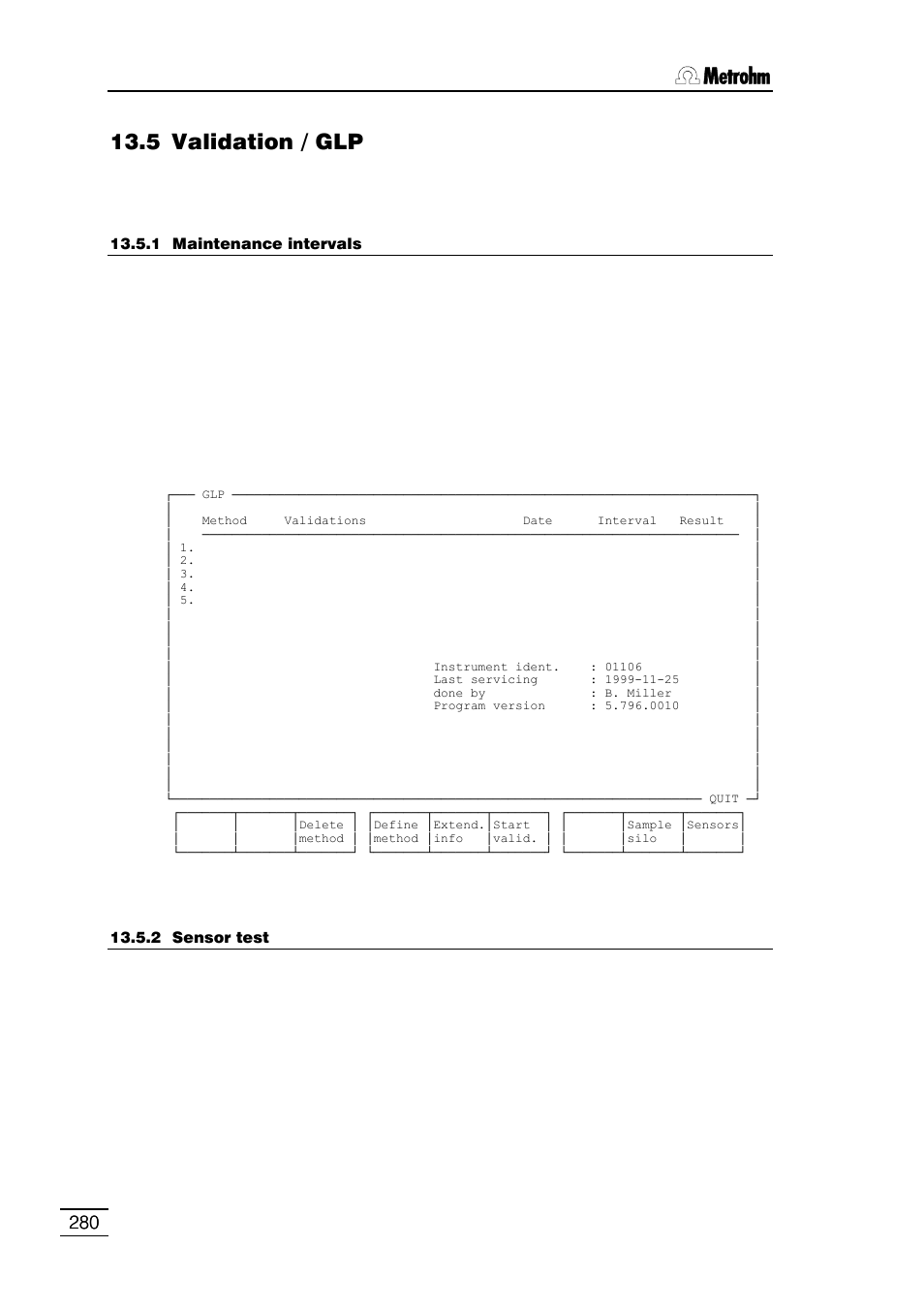 5 validation / glp | Metrohm 796 Titroprocessor User Manual | Page 286 / 312